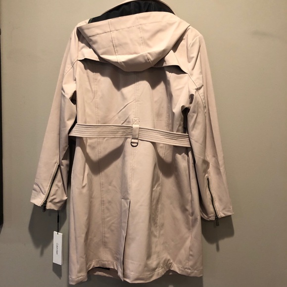 NWT Large Calvin Klein Trench Coat Removable hood - Picture 9 of 12